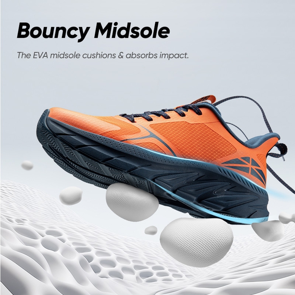 [Allswifit 1.0] Men's Comfortable Lifestyle Sneakers - ORANGE/NAVY BLUE - 1